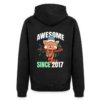 Genial seit 2017 - 6. Roter Panda Geburtstag - Unisex Premium Bio Zip Hoodie - Schwarz - Hinten - Nico (187cm)
