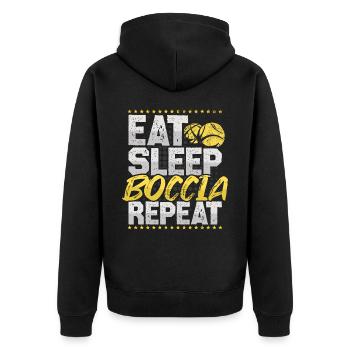 Boccia Eat Sleep Repeat Target Ball Hobby Boccia - Unisex Premium Organic Zip Hoodie - black - Back - Nico (187cm)