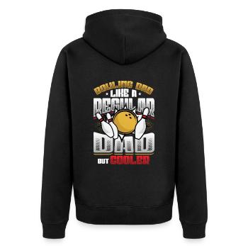 Papa bowling, comme un papa normal, mais plus cool - Veste à capuche bio Premium Unisexe - noir - Dos - Nico (187cm)