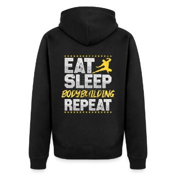 Bodybuilding Eat Sleep Repeat Hobby Bodybuilding - Unisex Premium Organic Zip Hoodie - black - Back - Nico (187cm)