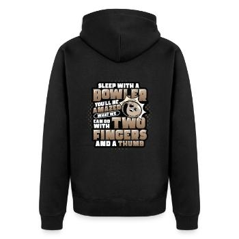 Schlaf Mit Einem Kegler - Lustiges Bowling - Unisex Premium Bio Zip Hoodie - Schwarz - Hinten - Nico (187cm)