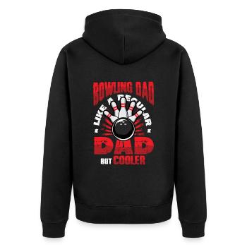 Bowling Dad, Wie Ein Normaler Dad, Aber Cooler - Unisex Premium Bio Zip Hoodie - Schwarz - Hinten - Nico (187cm)
