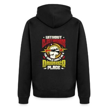 Without electricians, the world would be a darker place - Unisex Premium Organic Zip Hoodie - black - Back - Nico (187cm)