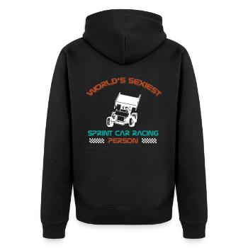 Sprint car races, sprint cars, dirt track races - Unisex Premium Organic Zip Hoodie - black - Back - Nico (187cm)