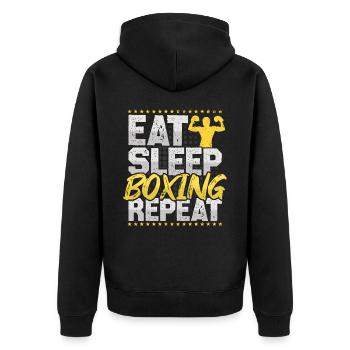 Boxe Manger Dormir Répéter Ring de boxe Hobby Boxe - Veste à capuche bio Premium Unisexe - noir - Dos - Nico (187cm)