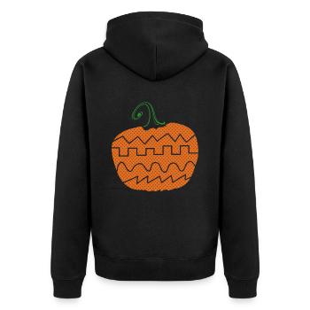 Synthesizer Kürbis Halloween Synth - Unisex Premium Bio Zip Hoodie - Schwarz - Hinten - Nico (187cm)