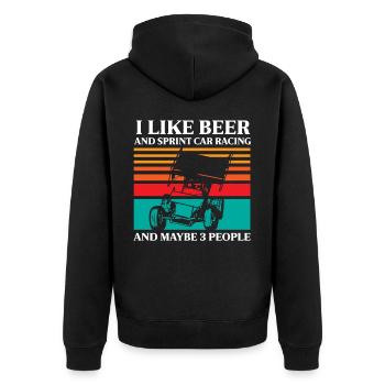 Sprint car races, sprint cars, dirt track races - Unisex Premium Organic Zip Hoodie - black - Back - Nico (187cm)