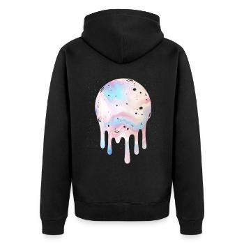 Mond Kawaii Hexe Pastell Goth - Unisex Premium Bio Zip Hoodie - Schwarz - Hinten - Nico (187cm)