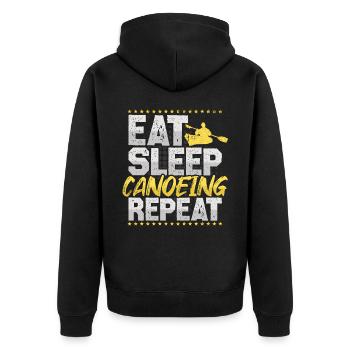 Kanu fahren Eat Sleep Repeat Kanu Boot fahren - Unisex Premium Bio Zip Hoodie - Schwarz - Hinten - Nico (187cm)