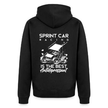 Sprint car races, sprint cars, dirt track races - Unisex Premium Organic Zip Hoodie - black - Back - Nico (187cm)