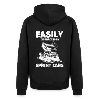 Sprint car races, sprint cars, dirt track races - Unisex Premium Organic Zip Hoodie - black - Back - Nico (187cm)