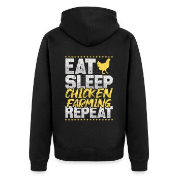 Éleveur de poulet Mangez Dormez Répétez Poulet Éleveur de poulet - Veste à capuche bio Premium Unisexe - noir - Dos - Nico (187cm)