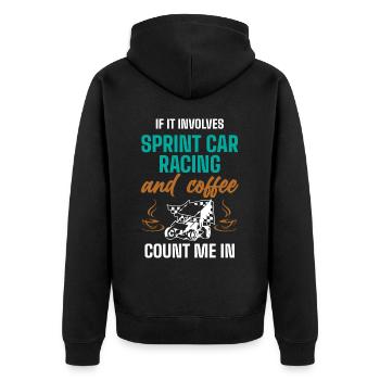 Sprint car races, sprint cars, dirt track races - Unisex Premium Organic Zip Hoodie - black - Back - Nico (187cm)