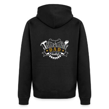 Lustiger Papa Vatertag Witz Humor Papa Sohn - Unisex Premium Bio Zip Hoodie - Schwarz - Hinten - Nico (187cm)