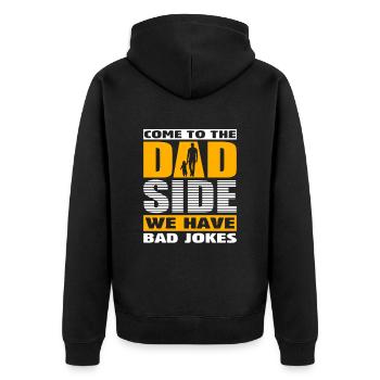 Lustiger Papa Vatertag Witz Humor Papa Sohn - Unisex Premium Bio Zip Hoodie - Schwarz - Hinten - Nico (187cm)