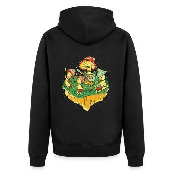 Hippie Mushrooms Shrooms Psychedelic Mushroomhead - Unisex Premium Bio Zip Hoodie - Schwarz - Hinten - Nico (187cm)