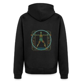 Roboter Design für einen Roboteringenieur - Unisex Premium Bio Zip Hoodie - Schwarz - Hinten - Nico (187cm)