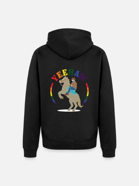 Yeehaw Cowboy Gay - Unisex Premium Organic Zip Hoodie - black