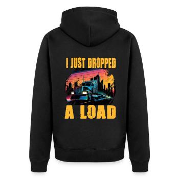 I Just Dropped A Load Truck - Unisex Premium Bio Zip Hoodie - Schwarz - Hinten - Nico (187cm)