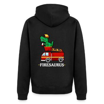 Firesauraus T-Rex Pompier - Veste à capuche bio Premium Unisexe - noir - Dos - Nico (187cm)