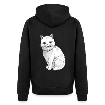 Pretty cat for cat lovers - Unisex Premium Organic Zip Hoodie - black - Back - Nico (187cm)