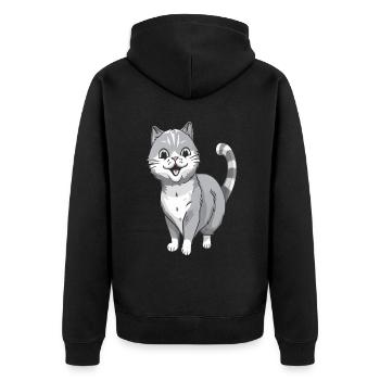 Chat souriant pour les amoureux des chats - Veste à capuche bio Premium Unisexe - noir - Dos - Nico (187cm)