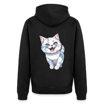 Laughing cute kitten for cat lovers - Unisex Premium Organic Zip Hoodie - black - Back - Nico (187cm)