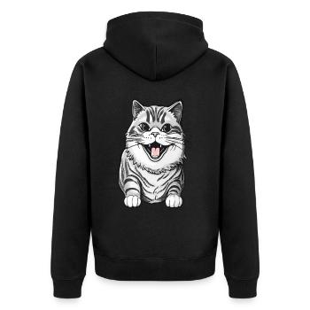 Stubentiger Katze für Katzenfreunde - Unisex Premium Bio Zip Hoodie - Schwarz - Hinten - Nico (187cm)
