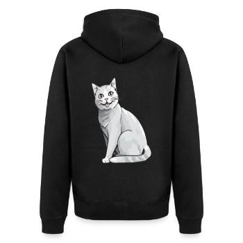Chat brillant pour les propriétaires de chats - Veste à capuche bio Premium Unisexe - noir - Dos - Nico (187cm)