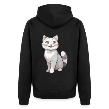 Cute cat for cat lovers - Unisex Premium Organic Zip Hoodie - black - Back - Nico (187cm)