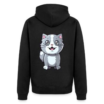 Chaton mignon avec œil de chat pour les propriétaires de chats - Veste à capuche bio Premium Unisexe - noir - Dos - Nico (187cm)