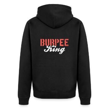 Burpee King - Unisex Premium Organic Zip Hoodie - black - Back - Nico (187cm)