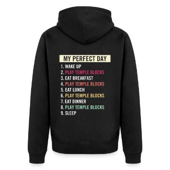 Funny Temple Blocks Players Temple Blocks Lovers - Unisex Premium Bio Zip Hoodie - Schwarz - Hinten - Nico (187cm)
