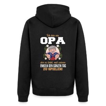 Cooles Opa Großvater Enkel Spruch Motiv - Unisex Premium Bio Zip Hoodie - Schwarz - Hinten - Nico (187cm)