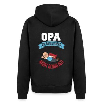 Cooles Opa Großvater Enkel Spruch Motiv - Unisex Premium Bio Zip Hoodie - Schwarz - Hinten - Nico (187cm)