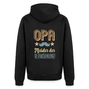 Cooles Opa Großvater Enkel Spruch Motiv - Unisex Premium Bio Zip Hoodie - Schwarz - Hinten - Nico (187cm)