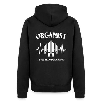 Orgelspieler Orgel Organisten - Unisex Premium Bio Zip Hoodie - Schwarz - Hinten - Nico (187cm)