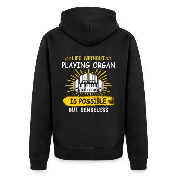 Orgelspieler Orgel Organisten - Unisex Premium Bio Zip Hoodie - Schwarz - Hinten - Nico (187cm)