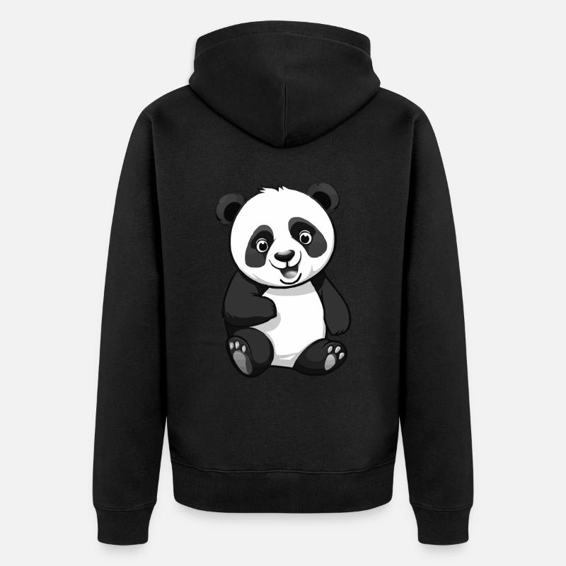 Panda Bär - Unisex Premium Bio Zip Hoodie - Schwarz
