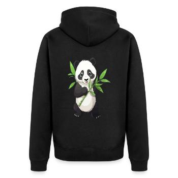 Panda with bamboo - Unisex Premium Organic Zip Hoodie - black - Back - Nico (187cm)