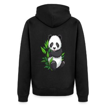 Panda with bamboo branch - Unisex Premium Organic Zip Hoodie - black - Back - Nico (187cm)