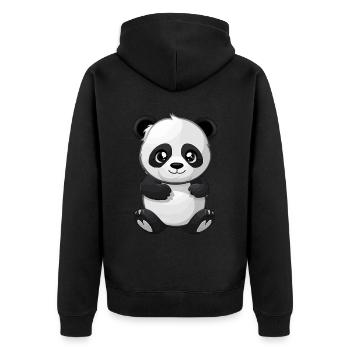 Cute Panda - Unisex Premium Organic Zip Hoodie - black - Back - Nico (187cm)