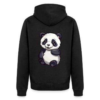 Niedlicher Panda - Unisex Premium Bio Zip Hoodie - Schwarz - Hinten - Nico (187cm)
