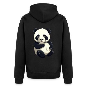 Knuffiger Panda Bär - Unisex Premium Bio Zip Hoodie - Schwarz - Hinten - Nico (187cm)