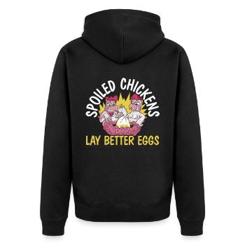 Hühnerzüchter Hühnerflüsterer Nutztier - Unisex Premium Bio Zip Hoodie - Schwarz - Hinten - Nico (187cm)