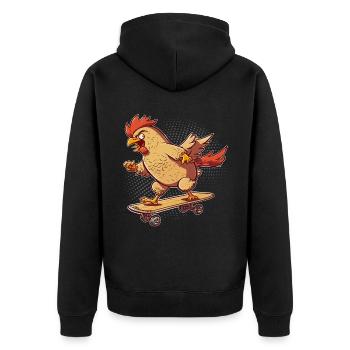 Hühnerzüchter Hühnerflüsterer Skateboard-Liebhaber - Unisex Premium Bio Zip Hoodie - Schwarz - Hinten - Nico (187cm)