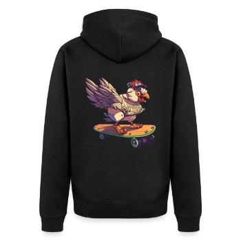 Hühnerzüchter Hühnerflüsterer Skateboard-Liebhaber - Unisex Premium Bio Zip Hoodie - Schwarz - Hinten - Nico (187cm)