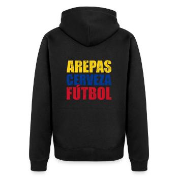 Arepas Cerveza Futbol, Venezuela, Colombia Arepas - Unisex Premium Organic Zip Hoodie - black - Back - Nico (187cm)