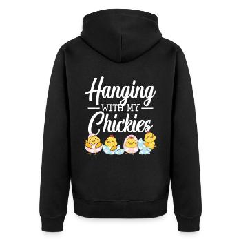 Chicken Farmer Chicken Whisperer Farm Animal - Unisex Premium Organic Zip Hoodie - black - Back - Nico (187cm)