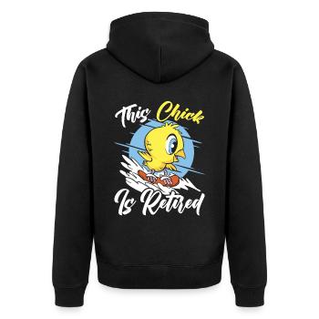 This Chick Is Retired Chicken Farmer Poultry - Unisex Premium Organic Zip Hoodie - black - Back - Nico (187cm)